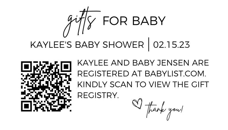 Baby Shower QR Code Gift Registry Insert Card (instant Download) - Etsy
