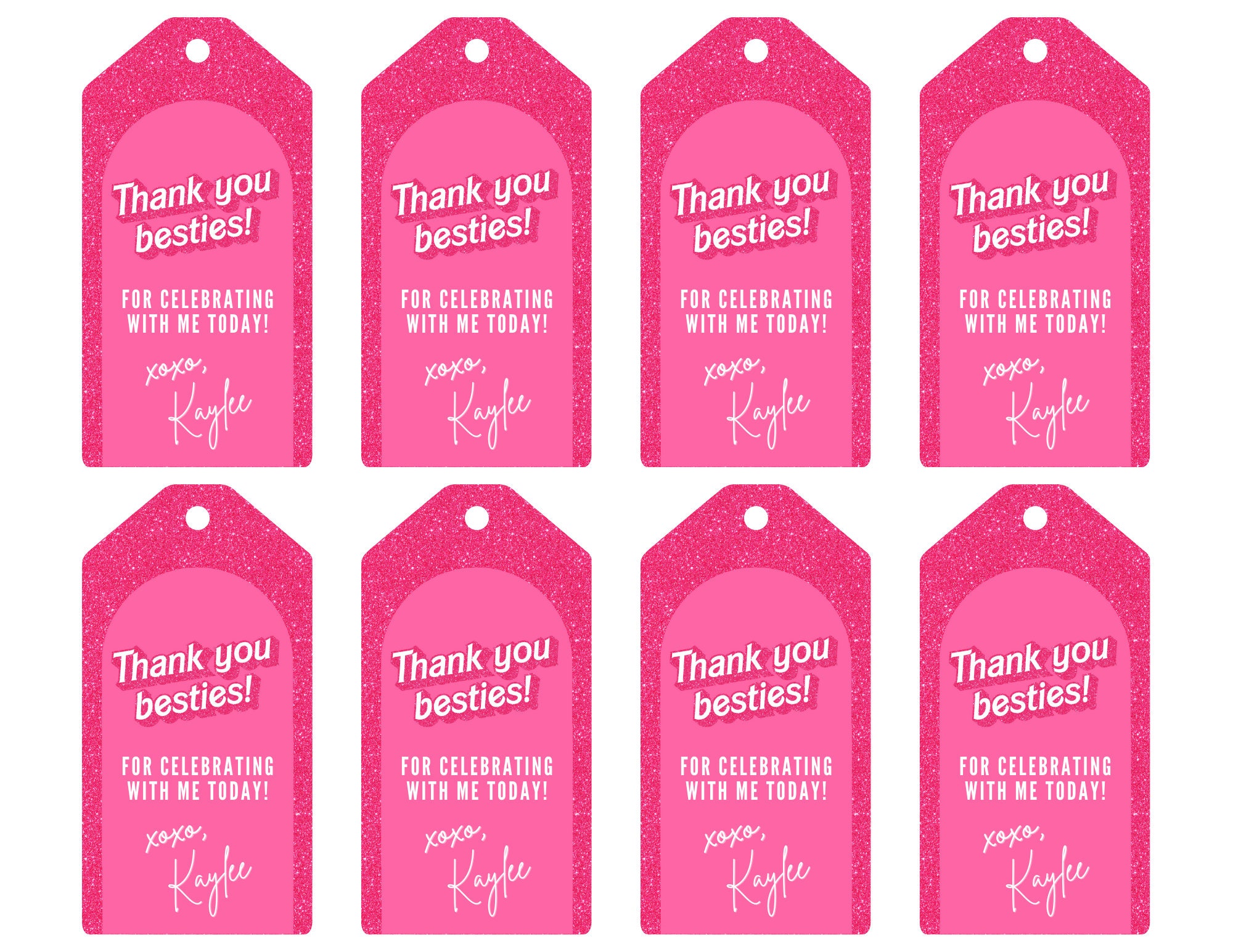 Hot Case Tags Hot Pink Glitter Party Favor Tags: Besties Goodie Bag (digital Download ...