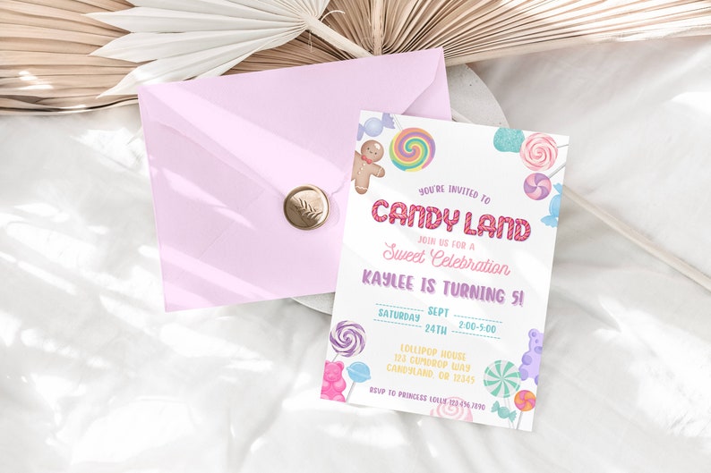 Candyland Birthday Invitation Digital Candyland Invite Sweet Etsy