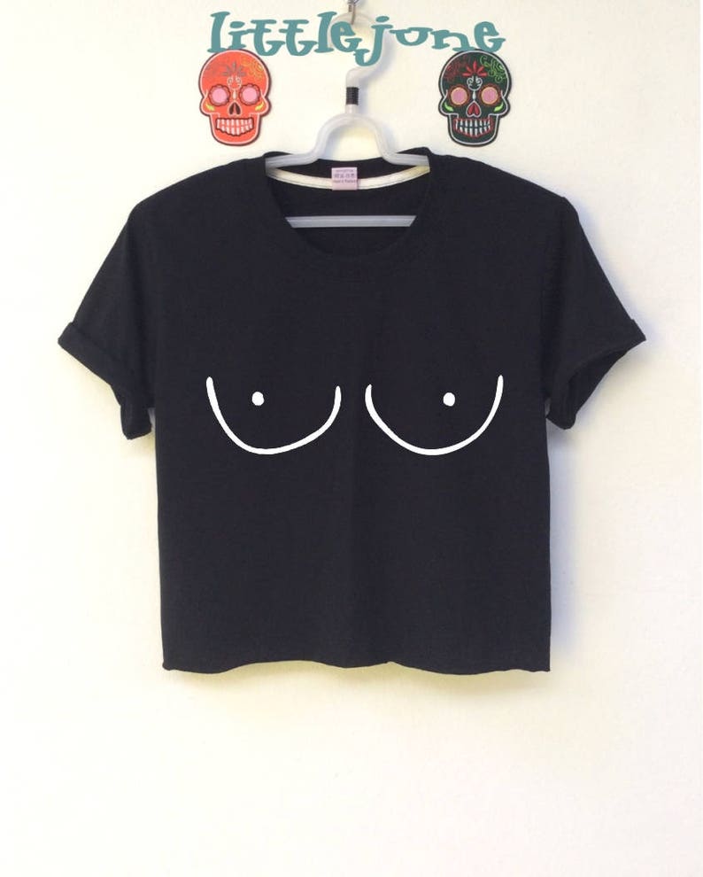 Boob Boobs black crop top is screen for women size is S-M-L-XL . This showing is size S
