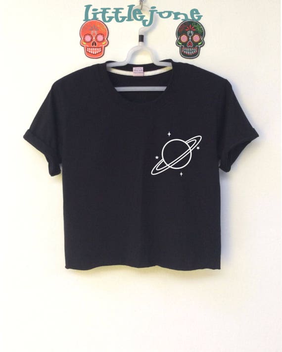 Saturn Planet Black Crop Top is Screen for Women Size is - Etsy