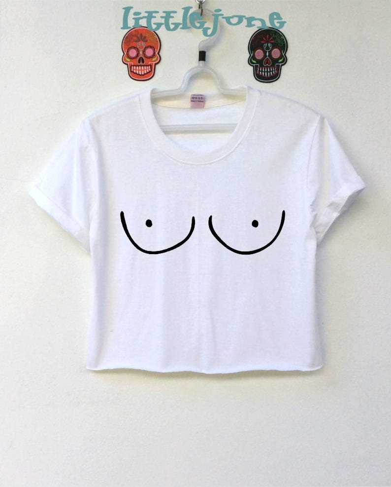 Boob Boobs black crop top is screen for women size is S-M-L-XL . This showing is size S