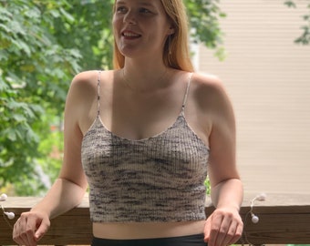 Knit Crop Top Pattern: Easy V-Neck Bralette (PDF Pattern)