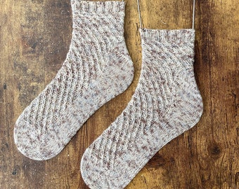 Sock Knitting Pattern, Spiral Slip Stitch Sock Pattern, Toe Up Socks, Cabled Socks, Textured Socks, Knit Sock Pattern, Sock Knitting