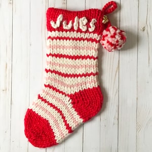 Chunky Knit Stocking Pattern, Personalized Christmas Stocking, Christmas Stockings Knit, Gift Knitting Pattern // Jingle Jangle Stocking