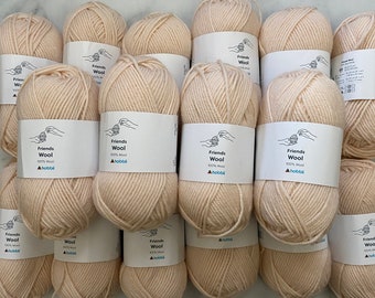 Hobbii Friends Wool in Cream / wool yarn, worsted weight wool, secondhand yarn, sweater quantity yarn, yarn for knitting, destash yarn