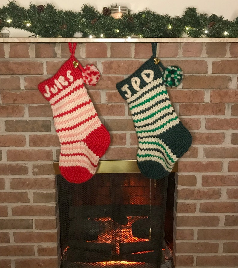 Chunky Knit Stocking Pattern, Personalized Christmas Stocking, Christmas Stockings Knit, Gift Knitting Pattern // Jingle Jangle Stocking image 3