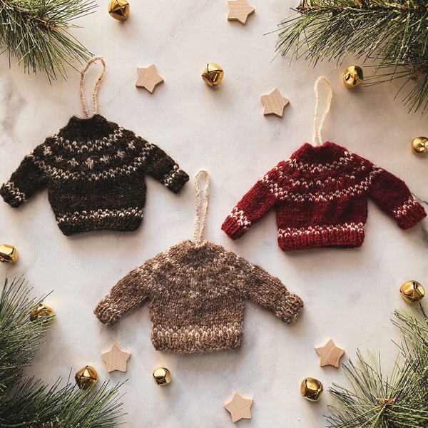 Christmas Jumper Pattern, Mini Sweater Ornament, Holiday Knit Pattern, Tiny Sweater Ornament Pattern, Christmas Gift Knitting, Knit Ornament