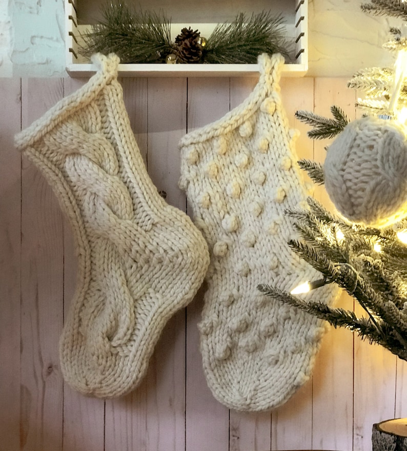 Bobble Stocking Pattern, Christmas Knitting Patterns, Holiday Knits, Knit Stocking Pattern, Knit Christmas Stocking image 3