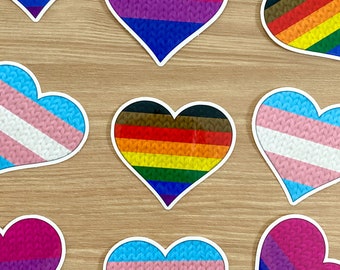 Knit Pride Sticker, LGBTQIA+ Sticker, Pride Flag Sticker, Knitting Sticker, Gift for Knitter