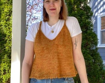 Mohair Knit Crop Top Pattern, V Neck Summer Tank (PDF Pattern)