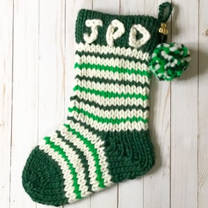 Chunky Knit Stocking Pattern, Personalized Christmas Stocking, Christmas Stockings Knit, Gift Knitting Pattern // Jingle Jangle Stocking image 2