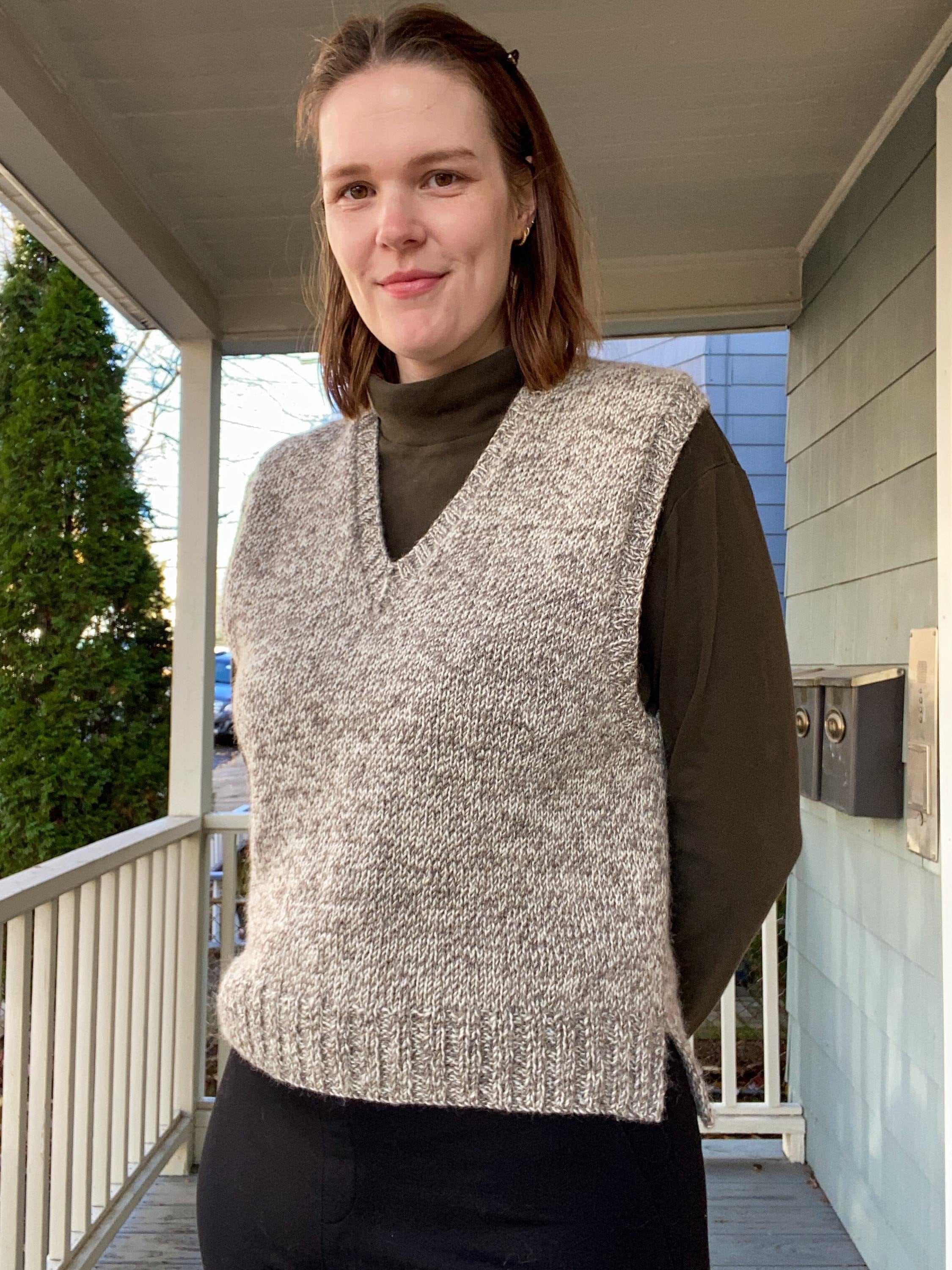 Sweater Knit Sleeveless Pullover with Iron-On Detail main image 0