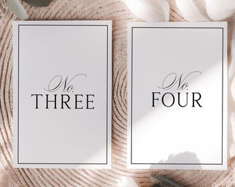Printed Wedding Table Numbers,  Old Money 5x7 Reception Cards,  Minimalist Table Decor