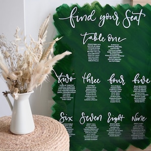 Acrylic Table Plan | Hand Written Seating Chart | Painted Back Seating Plan | Wedding Sign |