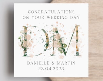 Personalised Wedding Card, Bride & Groom Card, Newly Weds Greeting Card, Congratulations Wedding Card,  Wedding Gift Card, Watercolour Cards