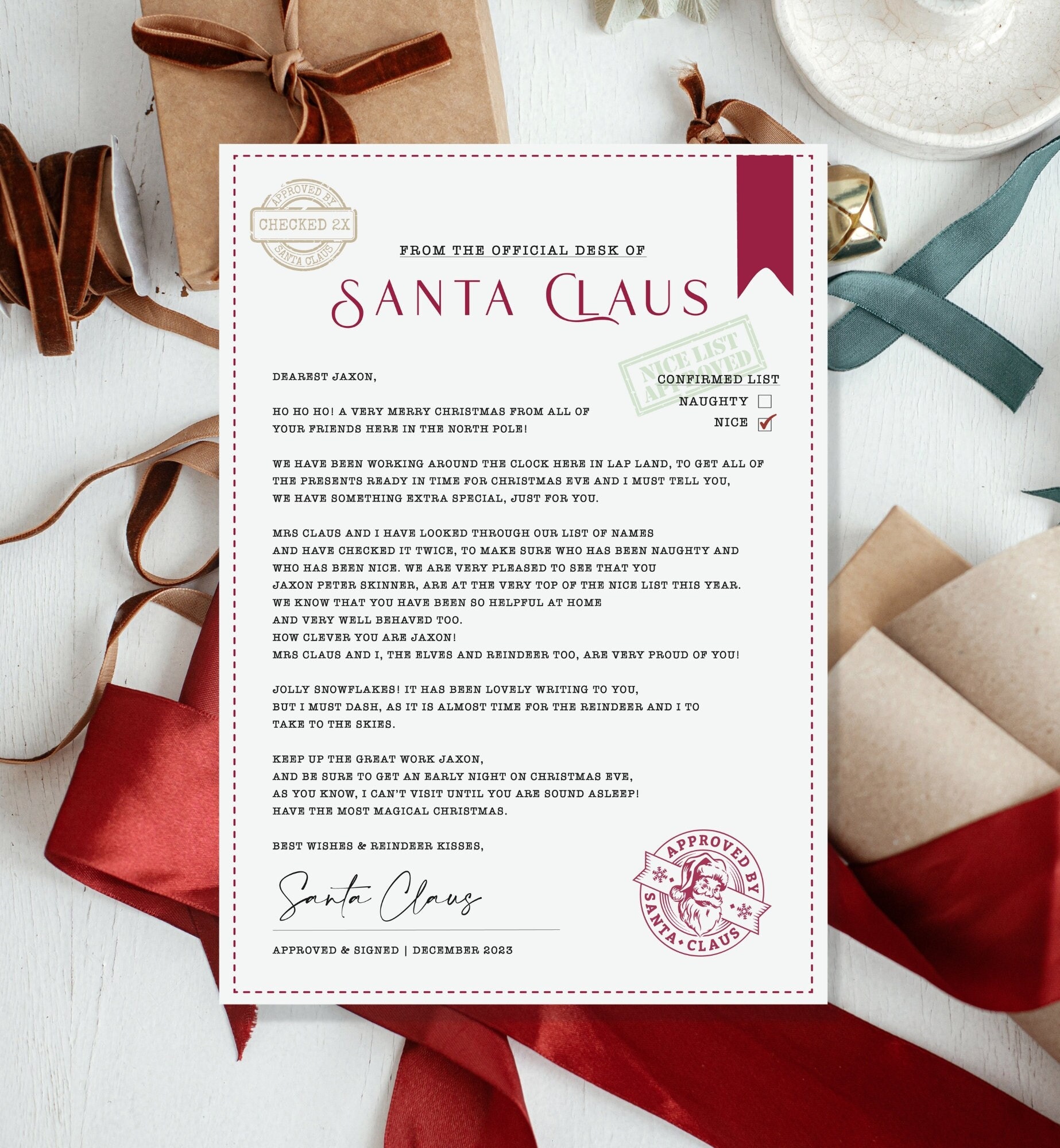 Editable Personalised Letter From Santa Claus, Christmas Letter ...