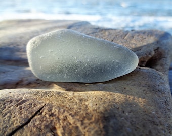 Genuine Perfectly smoothed flawless Light gray Thick Sea Glass piece-Size 1.7"/43 mm-Jewelry quality-Rare Sea Glass-Collectible-DIY#J820