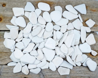 130 Tiny/Super Tiny Sea Pottery 0.5-1.3"/1-3.3cm Bulk Cream White Sea Pottery - Old Beach Pottery Shards #1