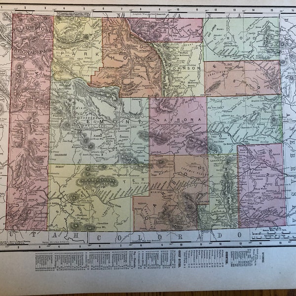 Map of Montana and Wyoming - Etsy