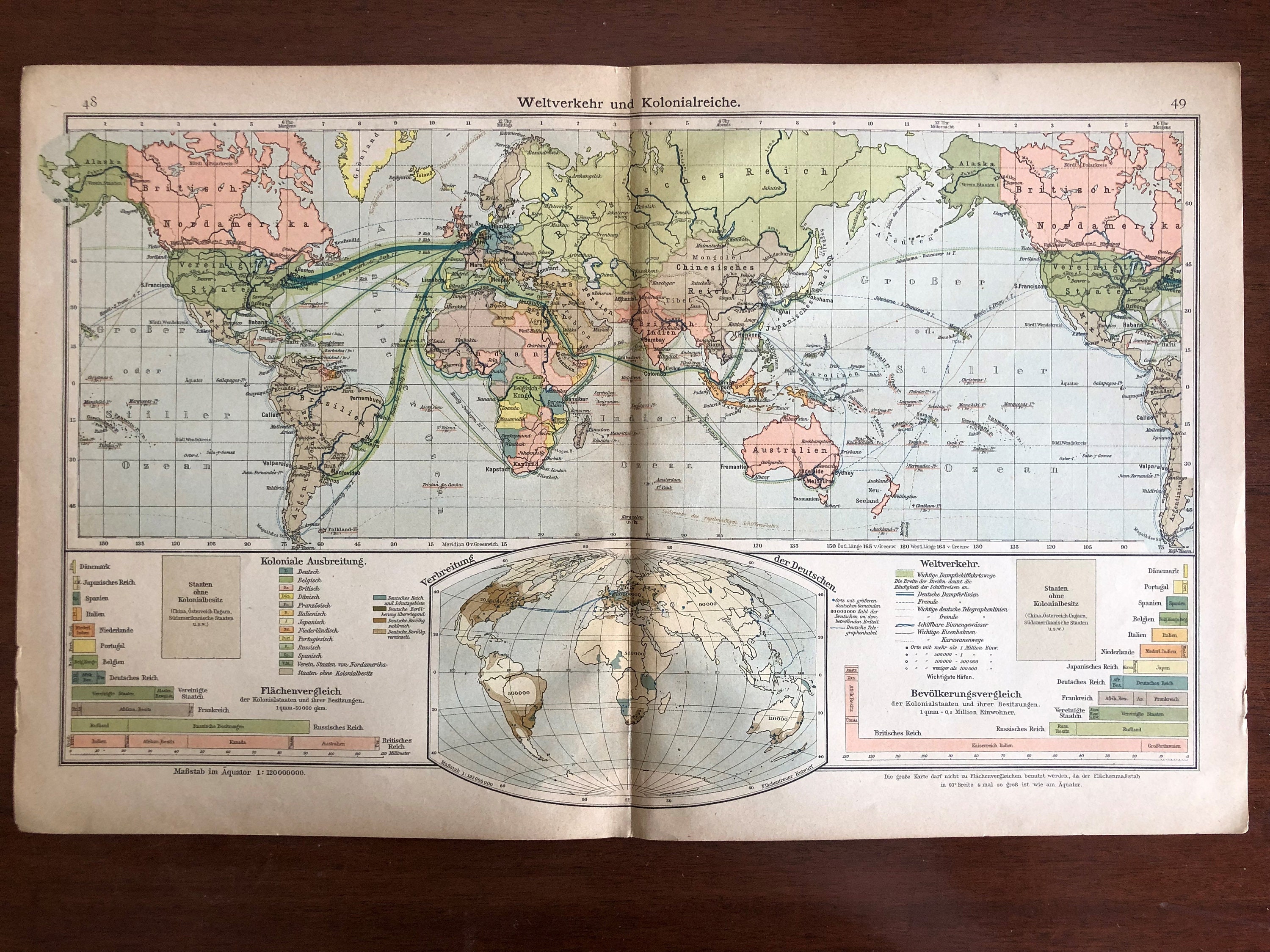 Mapa mundial de imperios coloniales de 1910, AndreesSchulatlas en ...
