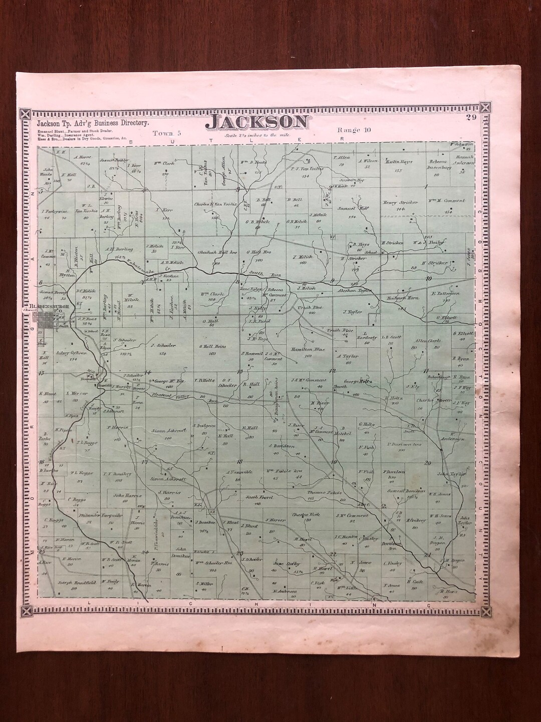 1871 Jackson Township Ohio Map Caldwell & Starr Atlas of Knox Etsy