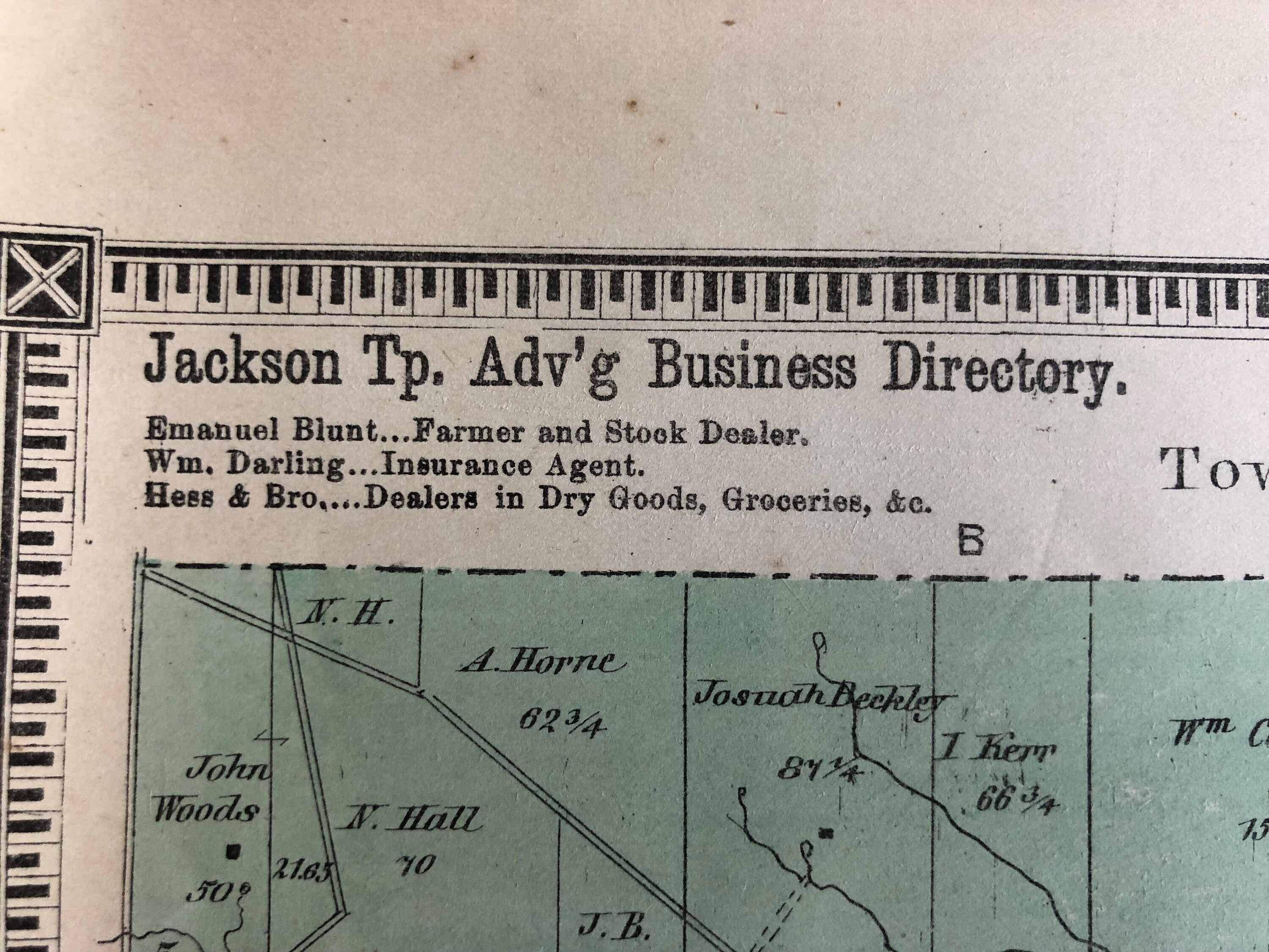 1871 Jackson Township Ohio Map Caldwell & Starr Atlas of Knox Etsy