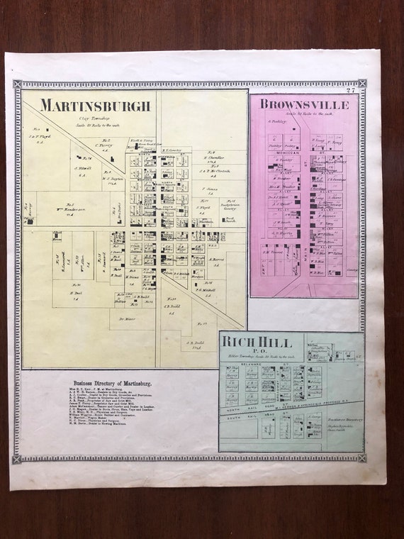 1871 Martinsburg Brownsville Rich Hill Map Caldwell Starr Etsy 0874