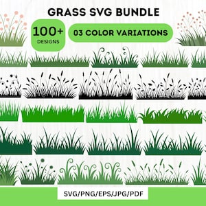 Grass Clipart Bundle - Grass Vector and Meadow Clipart - Spring Flowers - Grass Border - Instant Download - Cricut Files for Svg,Png,Dxf,Jpg