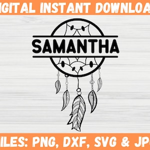 Dreamcatcher Monogram SVG, Dreamcatcher Split-Frame Svg, Feathers Mandala Clipart, Vector Boho Silhouette, Cricut Cut Files For Svg,Png,Dxf