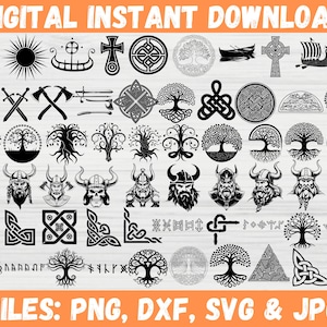 Vikings Svg Bundle, Celtic SVG Bundle, Celtic Knot Svg, Celtic Tree SVG, Nordic SVG, Laser Cut Files, Viking Warrior Clipart, Viking Png.