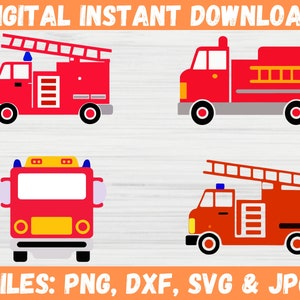 Fire Truck SVG Fire Engine Department Decal Recuse Firemen Vehicle Clipart Vector Silhouette Cricut Cut File Commercial Use Instant Download