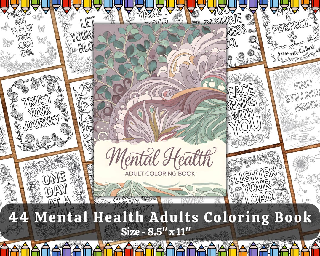 Mental Health Motivational Quotes Coloring Pages, Hand-drawn ...