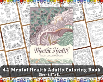 Mental Health Motivational Quotes Coloring Pages, Hand-Drawn Mindfulness Coloring Pages, Positive Coloring Book, Instant Download