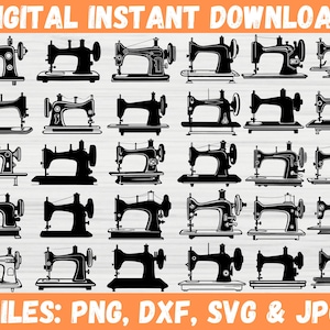 Sewing Machine SVG Bundle - Sewing, Thread, Tailor Quilt Sewing Seamstress Vector Cut Files for Cricut Silhouette, Instant Download