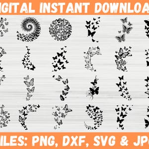 Flying Butterflies SVG Bundle, Butterfly png, Butterfly Svg, Layered Svg, Butterfly Swarm svg, Flying butterfly, Butterfly cameo Silhouette.