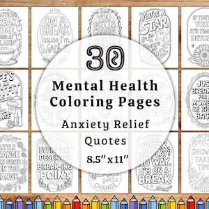Mental Health Coloring Pages, Positive Self Love Coloring Kit, Adult and Teen Self-Confidence Art, Motivational Quote Anxiety Stress Relief