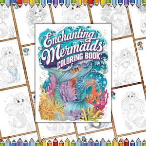 Mermaids Coloring Pages, Fantasy Ocean Coloring Sheets, Grayscale Fantasy Art, Mythical Mermaid Coloring Pages, Mermaid Castle Coloring Book