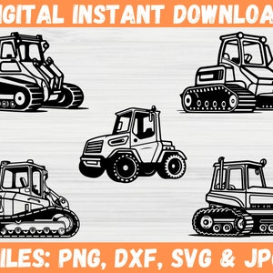 Track Skid Steer SVG Bundle, Wheel Loader Cricut Cut File for SVG, Construction Heavy Equipment PNG, Truck Excavator Clipart Silhouette