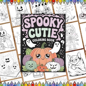 Spooky Cutie Coloring Pages, Adorable Spooky Cutie Coloring Book, Cozy Hygge Moments Coloring Pages, Cozy Coloring Bold and Simple For Kids