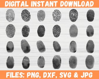 Fingerprint Vector SVG Bundle, Unique Fingerprint Svg for Shirt Design Cricut Silhouette Minimalist Clipart, For Cricut