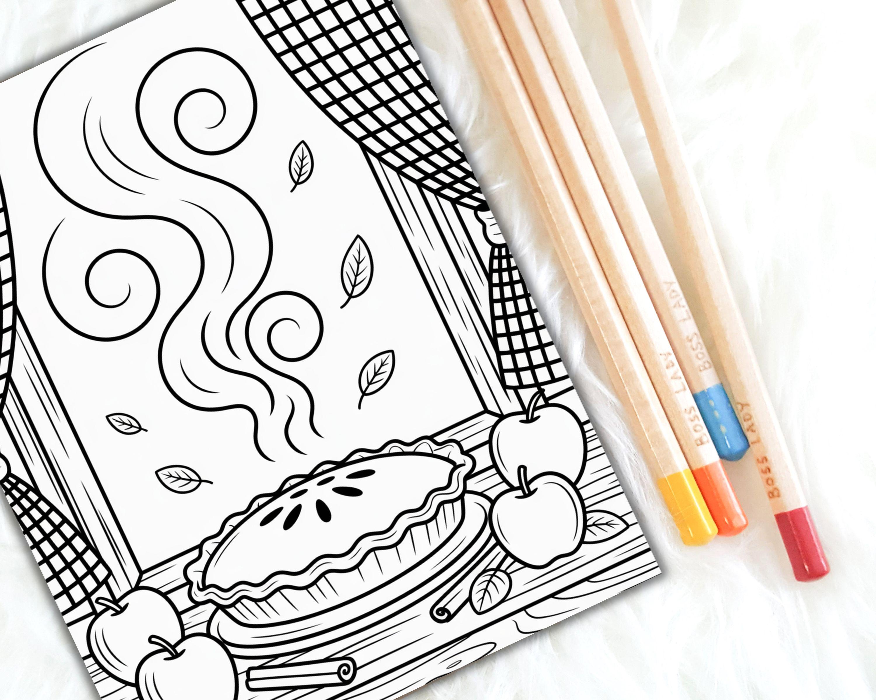Autumn Adult Coloring Pages | 54-page Printable 8.5x11 PDF | Cozy Fall ...