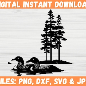 Wilderness Lake Loon SVG - Nature and Forest Duck T-shirt Earth Design for Cricut - Instant Download for Svg, Png, Dxf, Jpg Files