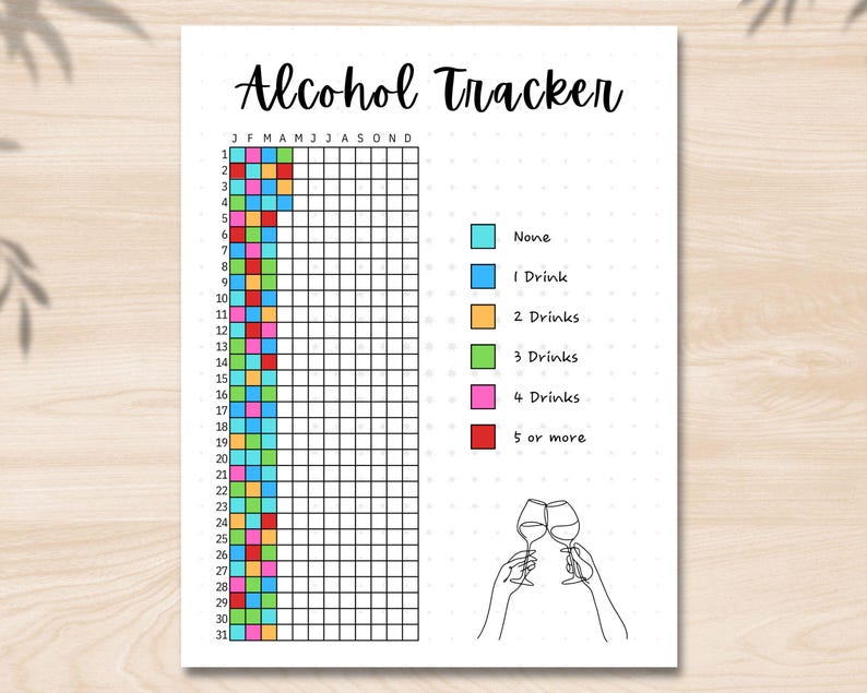 Alcohol Tracker Yearly, Drinks Tracker, Alcohol Challenge, Health ...