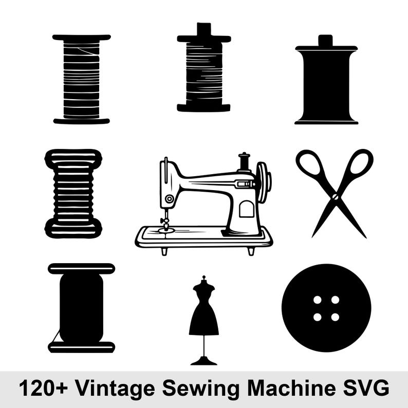 Sewing Machine Dxf Sewing SVG Bundle, Vintage Sewing Machine Clipart, Tailor Tools ...