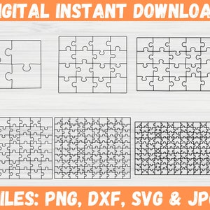 Puzzel SVG-bundel, puzzelstukjes puzzel clipart, puzzel sjabloon patroon silhouet, lasergesneden instant digitale download, Cricut-bestand voor Svg