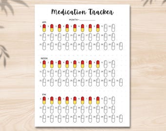 Medication Monthly Tracker, Medicine Tracker Sheet, Daily Medication List, Health Tracker, Pill Tracker, Health Journal, Daily Medication