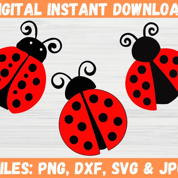 Ladybug Bundle SVG - Cute Insect Clipart for Cricut - Lady Bug Cut Files in Svg, Png, Dxf, Jpg Formats