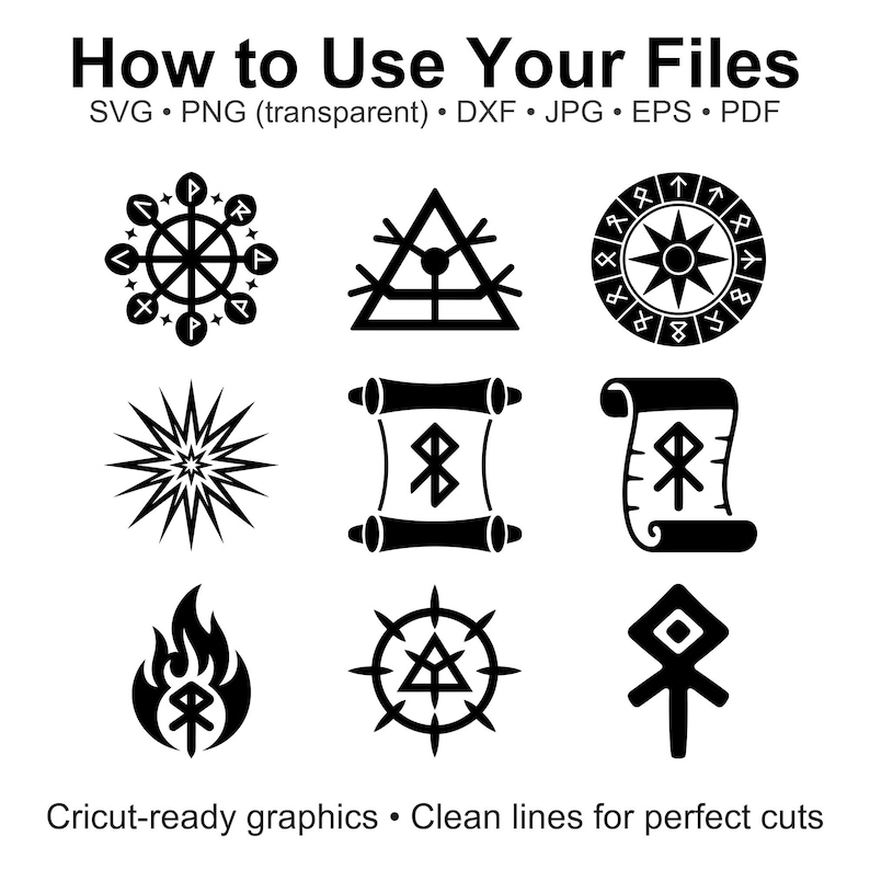 30 Magic Symbols SVG Bundle, Arcane Spell Circle & Rune Icons for ...