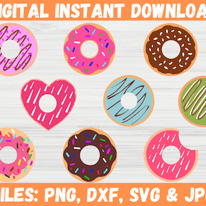 9 Donut SVG Bundle | Sprinkle and Glazed Designs (Digital Download)